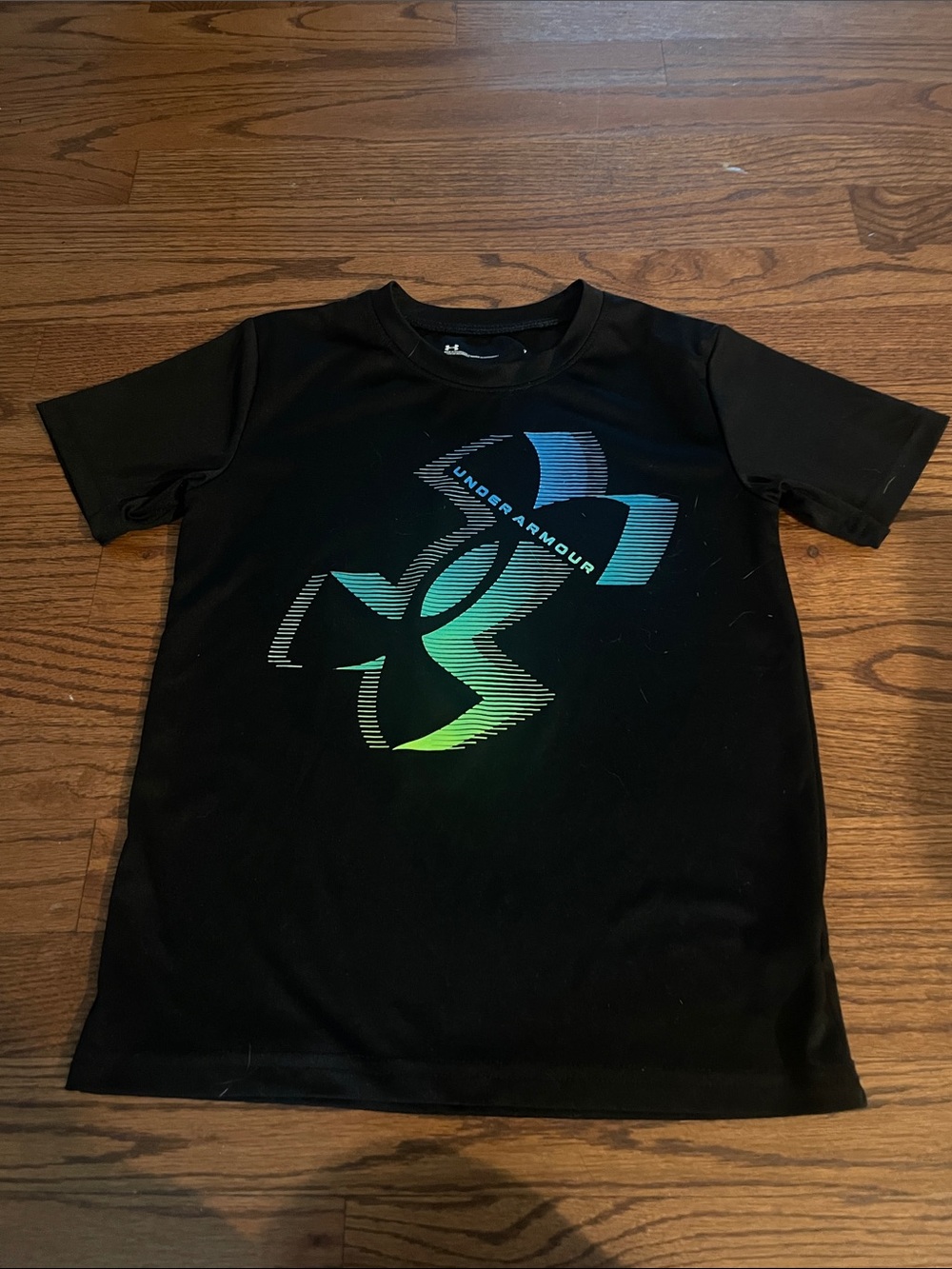 Under Armour Black Short Sleeve Tee with Blue-Green Gradient Logo